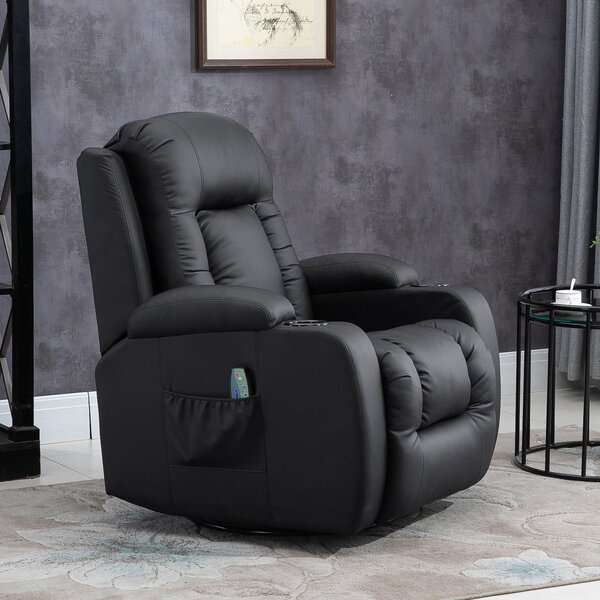 Poltrona Relax Massaggiante 85x94x104 cm Reclinabile in Similpelle Nero