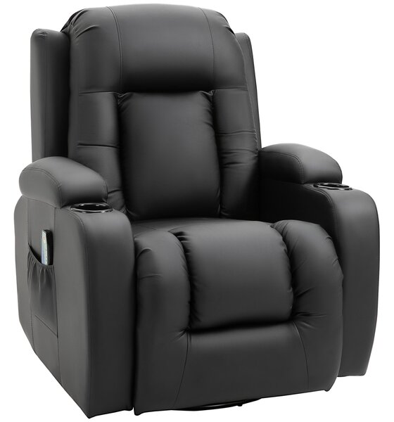 Poltrona Relax Massaggiante 85x94x104 cm Reclinabile in Similpelle Nero