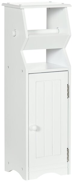 Mobiletto Bagno 19x15x56 cm con Porta Carta Igienica in MDF Bianco