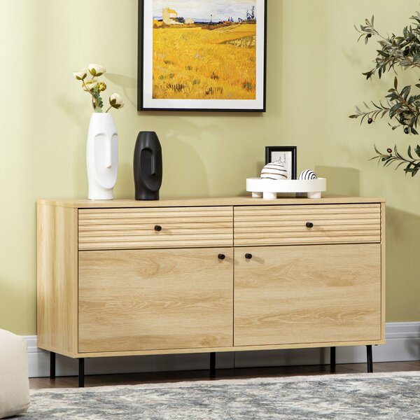 Mobiletto Basso 120x39,5x64 cm in Truciolato e Acciaio Naturale