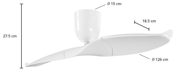 Aeratron AE2+ ventilatore, 126 cm, bianco