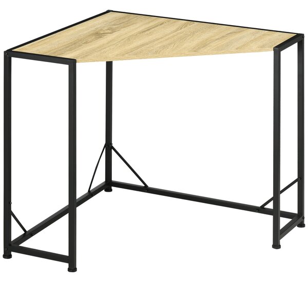 Scrivania Angolare da Ufficio 80x80x75,5 cm in Metallo e Legno Naturale