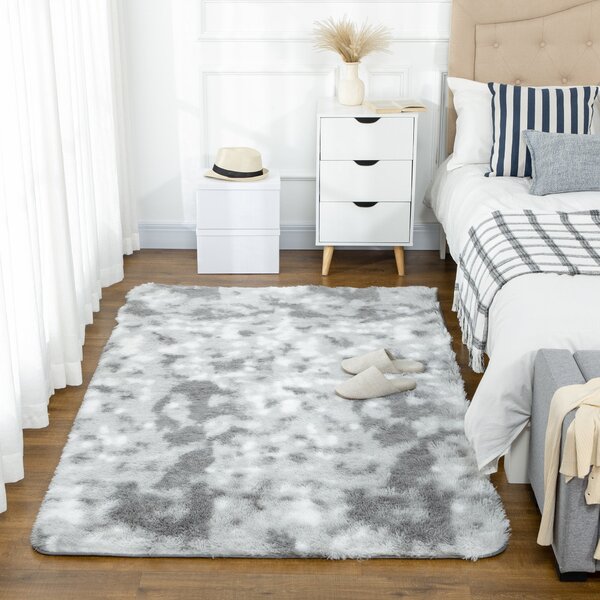 Tappeto Moderno 200x120 cm in Poliestere Grigio Chiaro