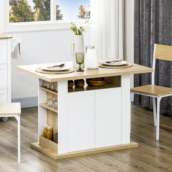 Isola per Cucina 4-6 Persone con Armadietti e Ripiani Aperti 110x70x75,5 cm in Truciolato Bianco e color Legno