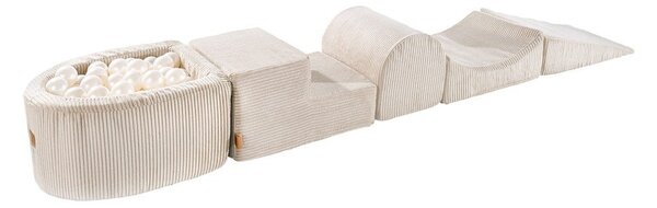 Gioco per psicomotricità color crema in velluto a coste 5 pz altezza totale 30 cm 250x45 cm Montessori – Meowbaby