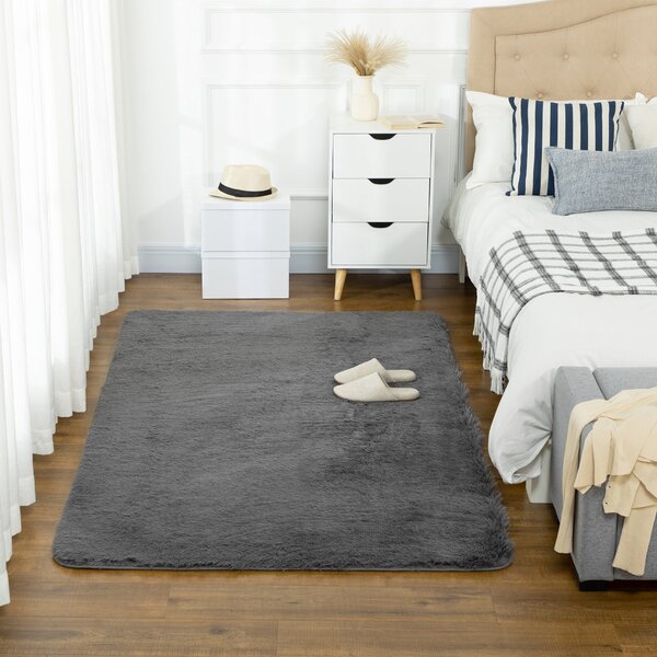 Tappeto Moderno 200x120 cm in Poliestere Grigio