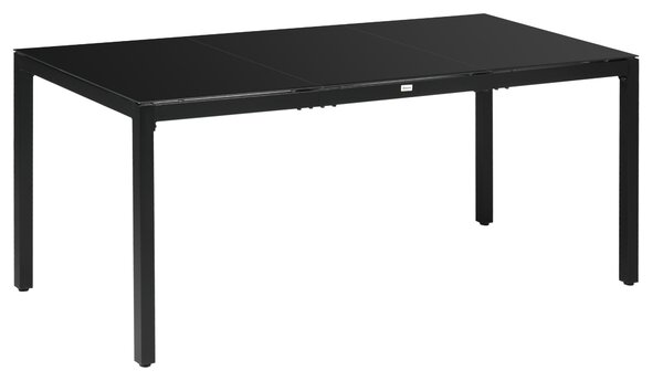 Tavolo da Giardino 180x80x72 cm in Alluminio e Vetro Temperato Nero