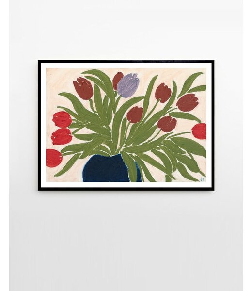 Poster 70x50 cm Tulips in a Blue Vase – Anine Cecilie Iversen – The Poster Club