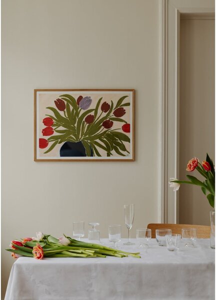 Poster 70x50 cm Tulips in a Blue Vase – Anine Cecilie Iversen – The Poster Club