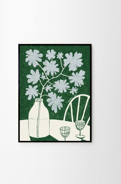 Poster 30x40 cm Blue Flowers & Red Wine – Anouk van Cleef – The Poster Club