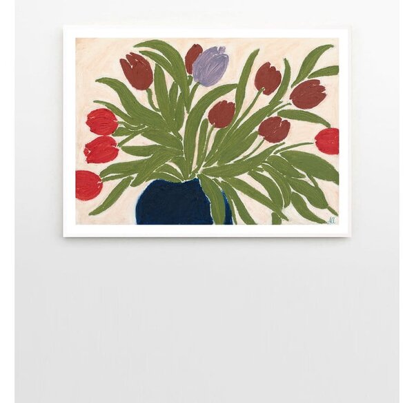 Poster 70x50 cm Tulips in a Blue Vase – Anine Cecilie Iversen – The Poster Club