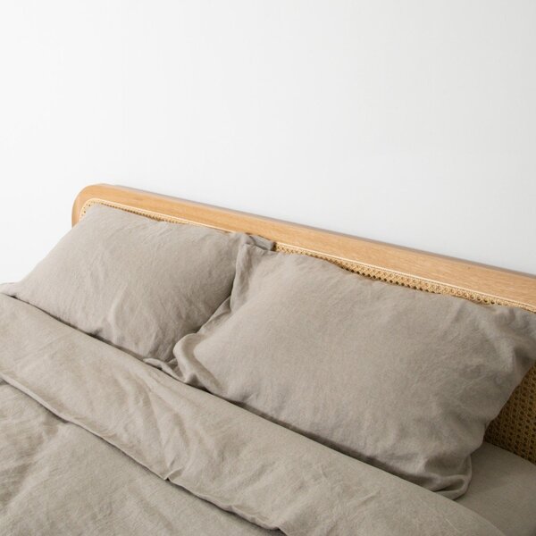 Set copripiumino e federa grigio chiaro/grigio tortora in lino per letto singolo 135x200 cm Natural – Native Natural