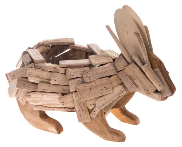Contenitore in Legno a Forma di Coniglio H 35 cm