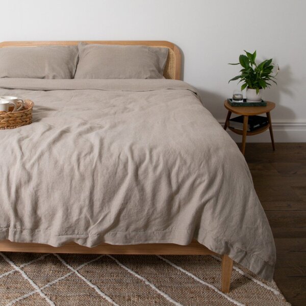 Set copripiumino e federa grigio chiaro/grigio tortora in lino per letto singolo 135x200 cm Natural – Native Natural