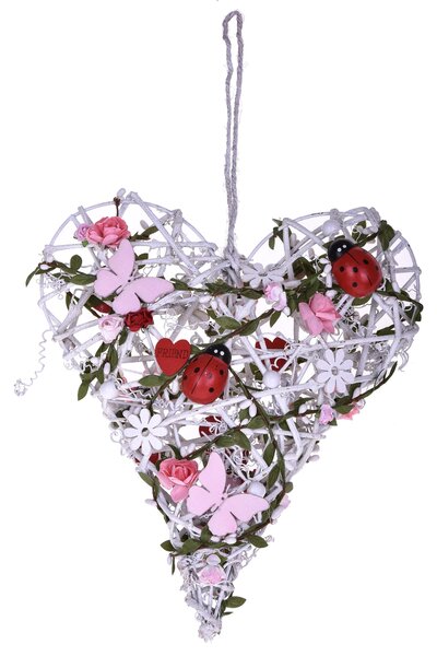 Cuore in Legno Decorato H 30 cm