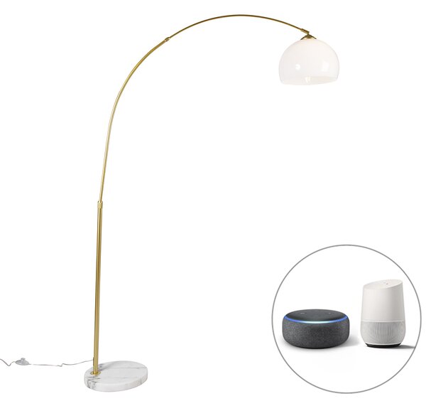 Lampada ad arco intelligente in ottone con paralume bianco incluso Wifi A60 - Arc Basic
