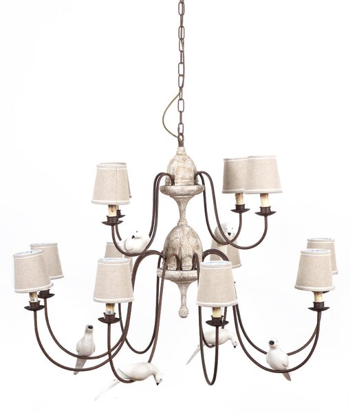 Lampadario Vintage con Uccellini Ø 114 cm