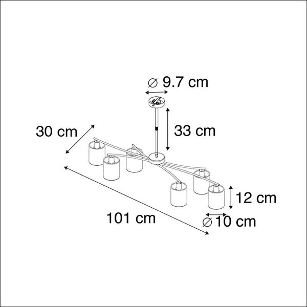Lampada a sospensione moderna nera regolabile 6 luci - Lofty