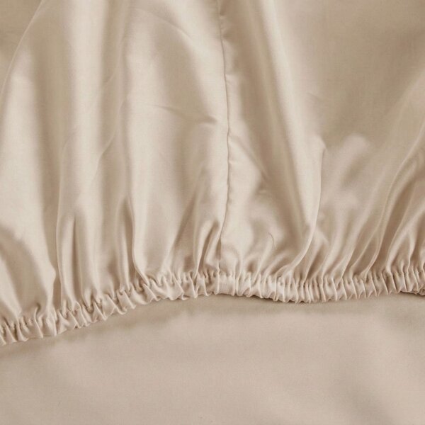 Completo Copripiumino In Raso Di Cotone Palazzo Erici Matrimoniale - 255X255 175X205 + 2 Federe 50X80 Mirabello Brera Tinta Unita Sabbia Caleffi