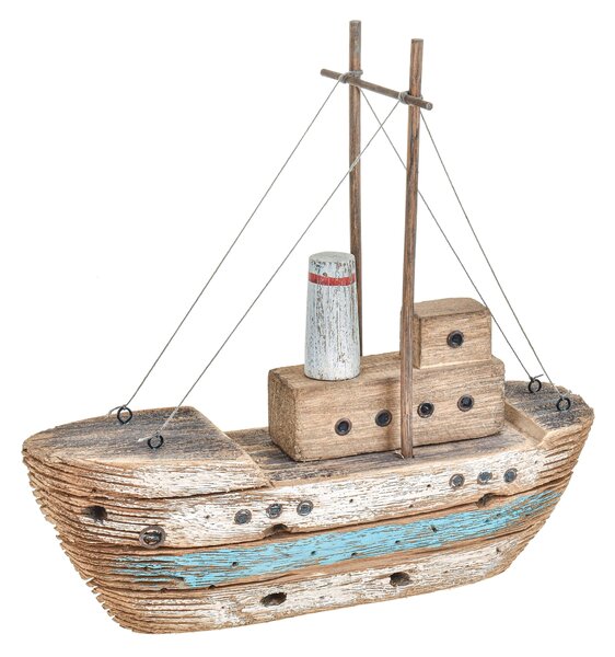 Modellino Barca Legno Invecchiata 34x33H cm