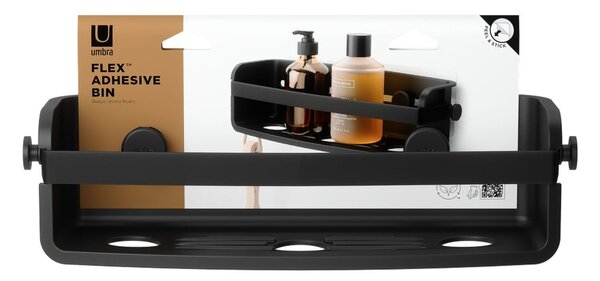 Mensola da bagno senza foratura nera in plastica Flex Adhesive – Umbra