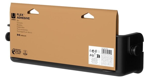 Mensola da bagno senza foratura nera in plastica Flex Adhesive – Umbra
