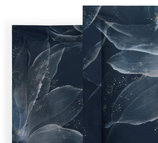 Completo Copripiumino MATRIMONIALE - 255X255 175X205 2 FEDERE 50X80 Abstract Flower BLU Raso Di Cotone Caleffi