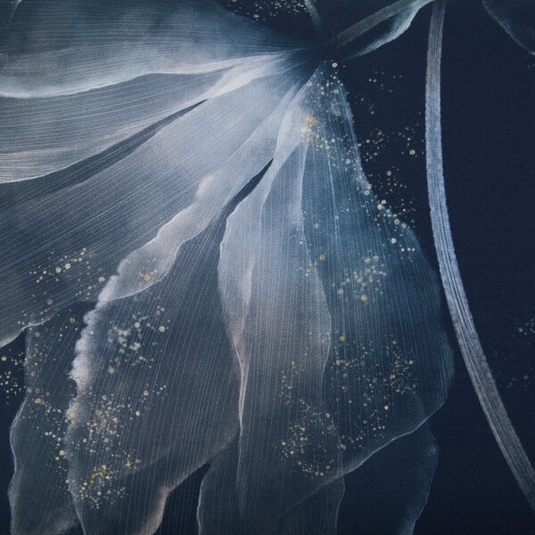 Completo Copripiumino MATRIMONIALE - 255X255 175X205 2 FEDERE 50X80 Abstract Flower BLU Raso Di Cotone Caleffi