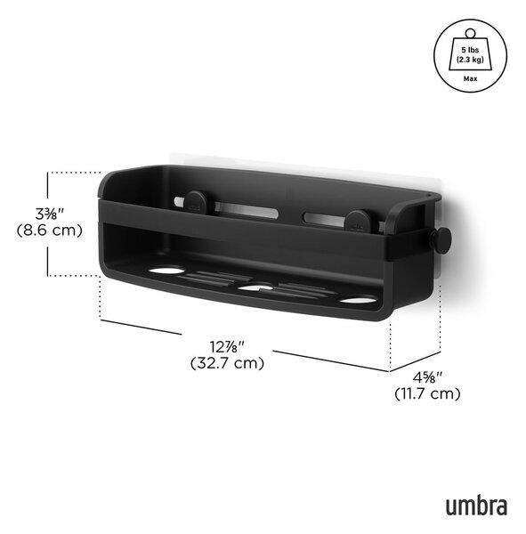 Mensola da bagno senza foratura nera in plastica Flex Adhesive – Umbra