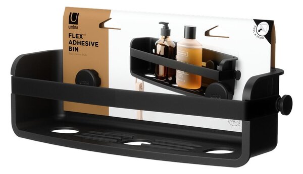 Mensola da bagno senza foratura nera in plastica Flex Adhesive – Umbra