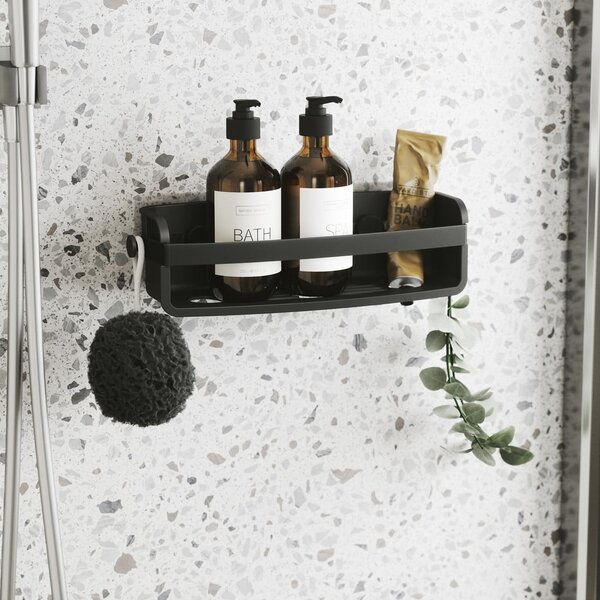 Mensola da bagno senza foratura nera in plastica Flex Adhesive – Umbra