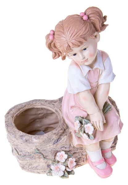 Pianta Artificiale Bambina Seduta con Vaso 33 5 cm