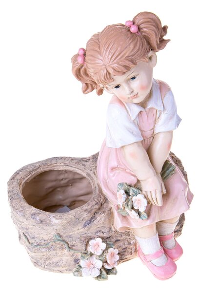 Pianta Artificiale Bambina Seduta con Vaso 33 5 cm