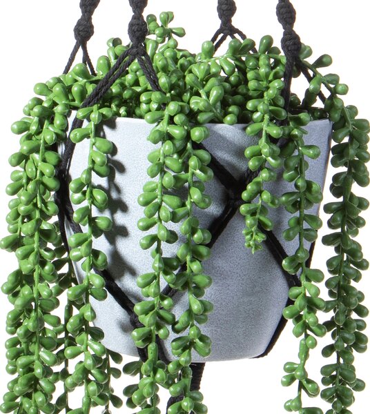 Pianta Artificiale Sedum con Pot da Appendere Ø 14 H 110 cm