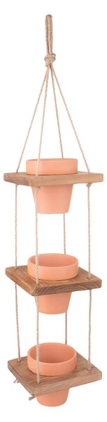Porta Vasi Legno per 3 Vasi 15x15x H 80 cm