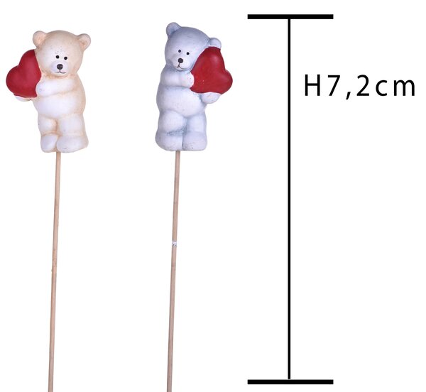Set 12 Rami in Legno Orsetto con Cuori H 27 cm