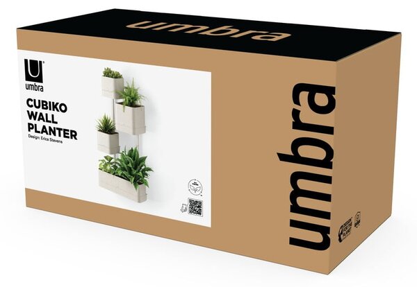 Set di vasi per fiori in plastica per erbe aromatiche/da appendere/parete 4 pz Cubiko – Umbra