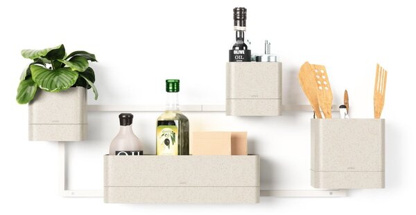 Set di vasi per fiori in plastica per erbe aromatiche/da appendere/parete 4 pz Cubiko – Umbra