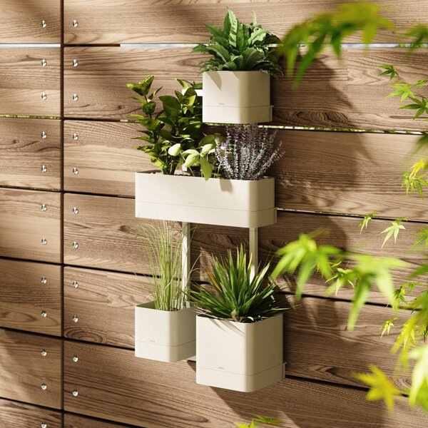 Set di vasi per fiori in plastica per erbe aromatiche/da appendere/parete 4 pz Cubiko – Umbra