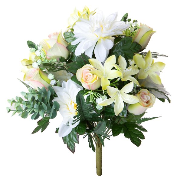 Set 2 Bouquet Artificiali con Dalie Bianche e Gialle