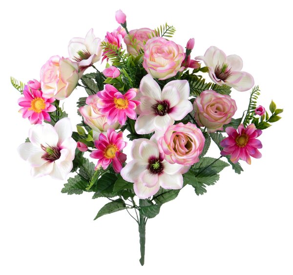 Set 2 Bouquet Artificiali Rose e Magnolia per 18 60 cm