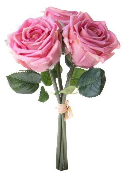 Set 2 Bouquet Artificiali Rose con 3 Fiori 30 cm Natale Touch