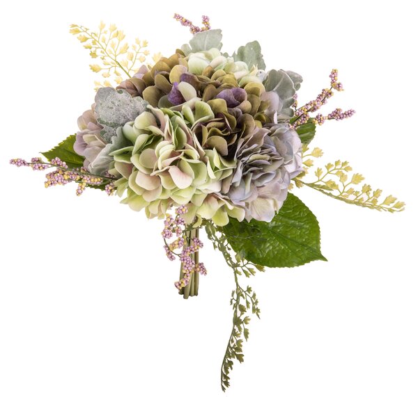 Set 2 Bouquet Artificiali Ortensia con Bacche Larghezza 30