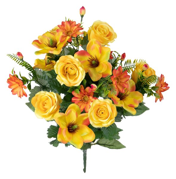 Set 2 Bouquet Artificiali Rose e Magnolia per 18 60 cm