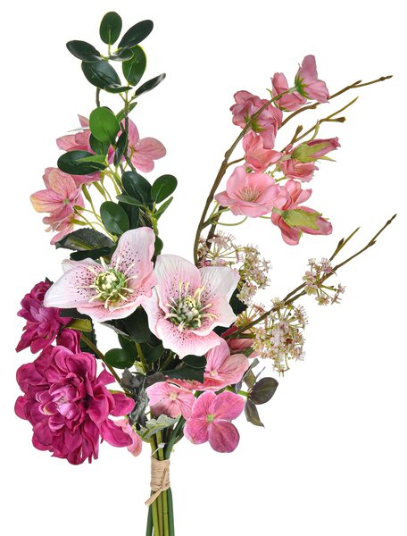 Set 2 Bouquet Artificiali Legato con Helleborus H 52 cm