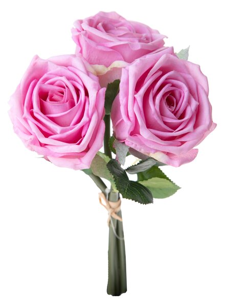 Set 2 Bouquet Artificiali Rose con 3 Fiori 30 cm Natale Touch