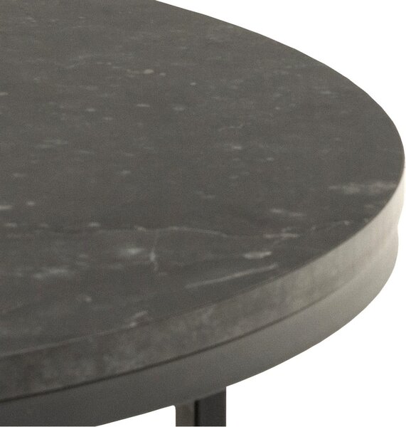 Tavolino rotondo nero con piano effetto marmo ø 80 cm Spiro - Actona
