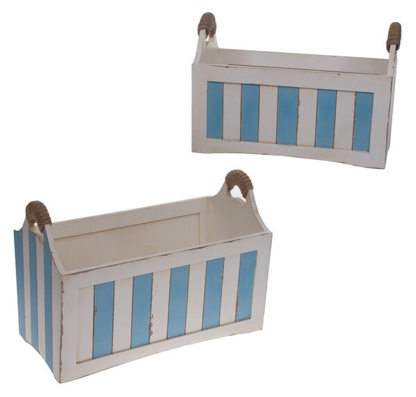 Set 2 Cassette in Legno con Manici Misure 48x26x34 cm