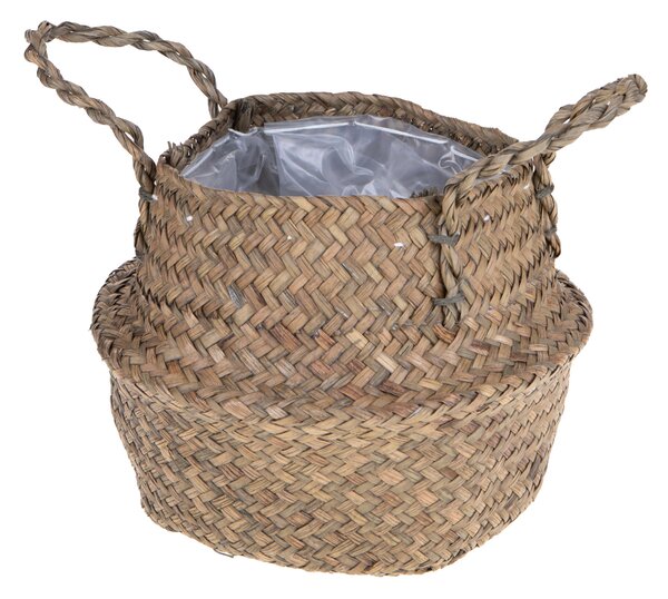Set 2 Cesti Giara in Materiale Naturale H 20 cm