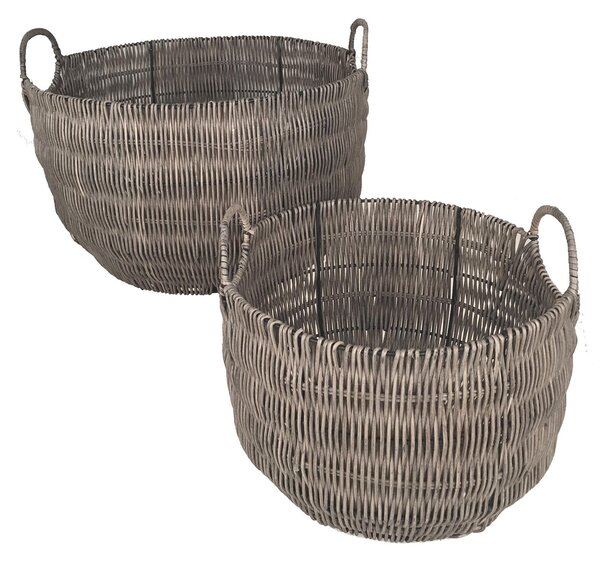 Set 2 Cesti in Materiale Rattan Willow con Manici H 30 cm